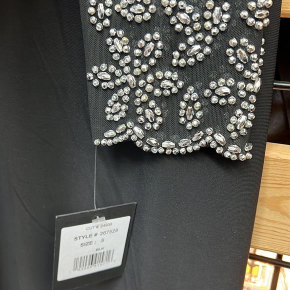 NWT,Marina dress Raglan Beaded Mesh Long Sleeve Crew Neck Jersey Sheath Gown - Picture 16 of 17